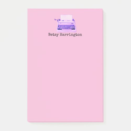 Retro Typewriter Personalized Girly Pink Purple Post_it Notes