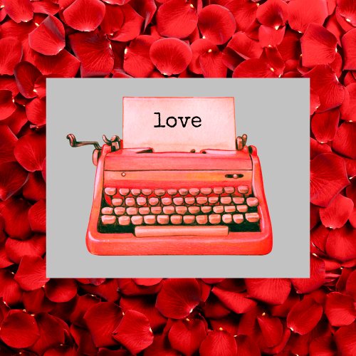 Retro Typewriter Personalized Vintage Valentine Postcard
