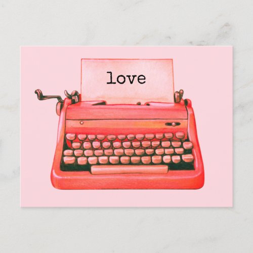 Retro Typewriter Personalized Vintage Valentine  Postcard