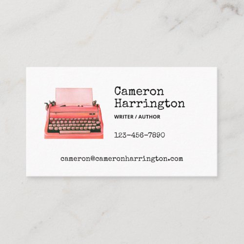 Retro Typewriter Professional Scholarly Author  Business Card