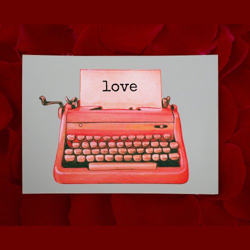 Retro Typewriter Valentine Cute Romantic Vintage Note Card