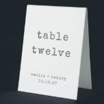 Retro Typewriter White Custom Wedding Number Table Tent<br><div class="desc">Minimalist Retro Typewriter Black and White Custom Wedding Table Number Tent Sign</div>