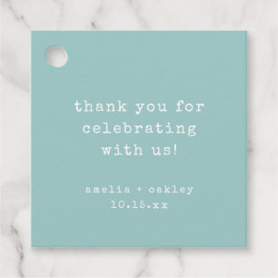 Retro Typewriter White Custom Wedding Thank You Favor Tags