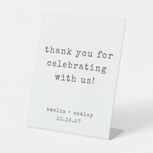 Retro Typewriter White Custom Wedding Thank You Pedestal Sign