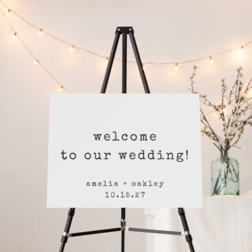 Retro Typewriter White Custom Wedding Welcome Sign