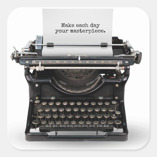 retro typewriter with Inspirational quote Square Sticker