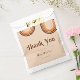 Retro Typography 70s Rainbow Thank You Wedding Fav Favor Bag
