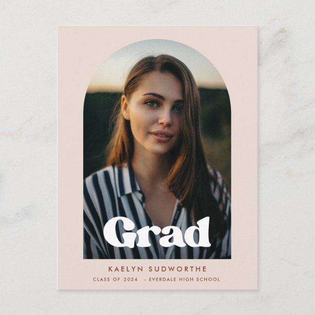 Retro typography arch design Graduation photo Postcard (Front)