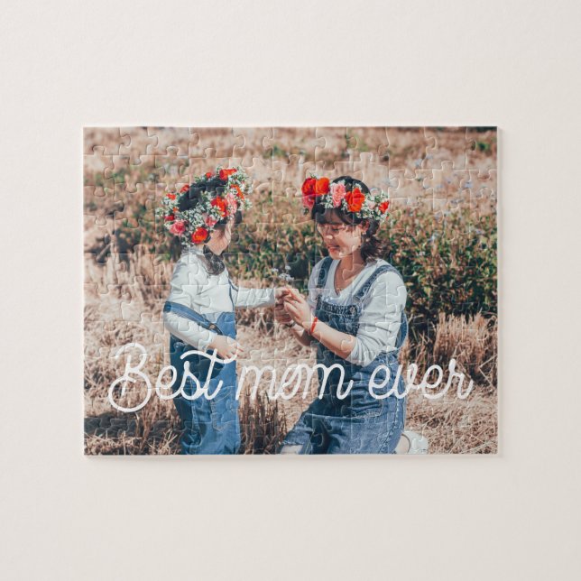 Retro typography Best mom ever Mothers day Jigsaw Puzzle (Horizontal)