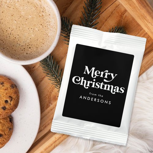 Retro Typography Black and White Merry Christmas Hot Chocolate Drink Mix