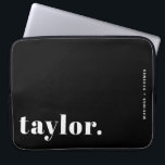Retro Typography Black and White  Personalized Laptop Sleeve<br><div class="desc">Make your laptop stand out with this custom laptop case featuring bold retro typography. Personalize it with your name and a short phrase to create a design that is completely your own. Choose from a range of colors to suit your style or workspace. Great for school, work, or travel, this...</div>