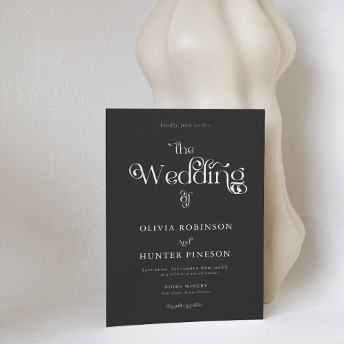 Retro Typography Black and White Photo Wedding Invitation