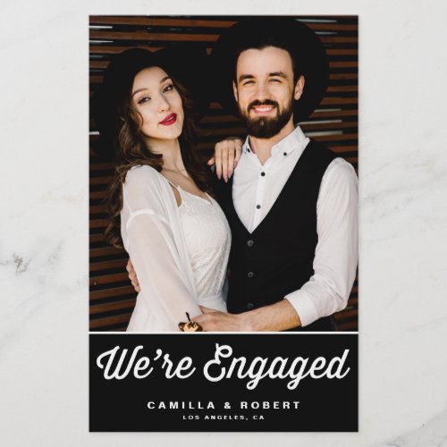 Retro Typography Black Engagement Announcement