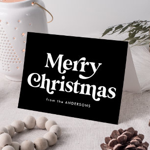 Retro Typography Black Merry Christmas Non-Photo Holiday Card