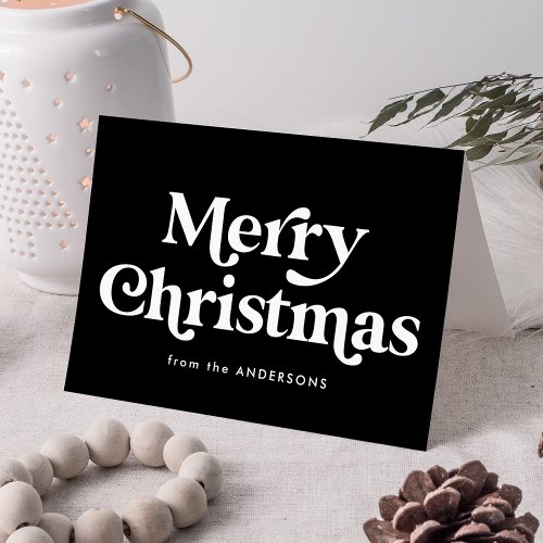 Retro Typography Black Merry Christmas Non_Photo Holiday Card