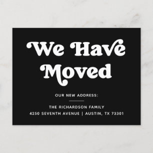 Retro Typography   Black Moving Announcement Postcard