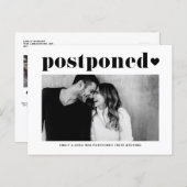Retro Typography Black Photo Wedding Postponement Announcement Postcard (Front/Back)