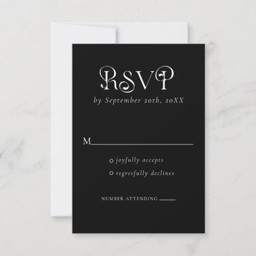 Retro Typography Black RSVP Cards
