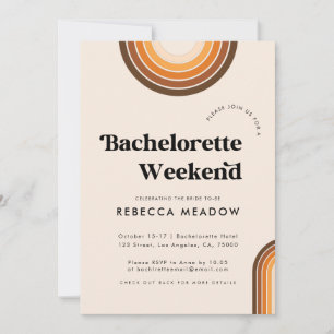 Retro Typography Boho Rainbow Bachelorette Party Invitation