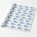 Retro Typography Bright Blue Happy Everything Wrapping Paper<br><div class="desc">Celebrate all the winter holidays with this groovy wrapping paper featuring the expression - happy everything - with retro style typography in a blue and white color palette.</div>