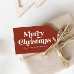 Retro Typography Brown Merry Christmas Gift Tags<br><div class="desc">Festive holiday gift tags featuring "Merry Christmas" in white,  retro-style lettering with a terracotta background. Personalize the front of the terracotta gift tag with your name or custom text. Designed to coordinate with our Retro Typography Christmas collection.</div>