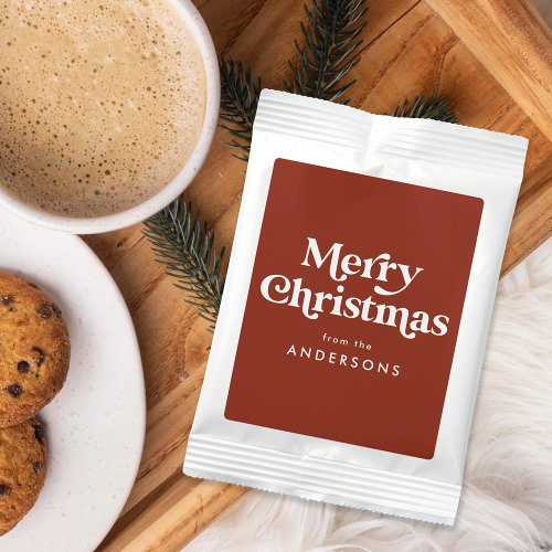 Retro Typography Brown Merry Christmas Hot Chocolate Drink Mix