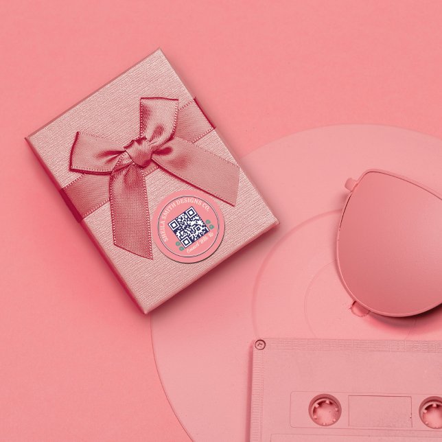 Retro Typography Business Social Media QR Code Classic Round Sticker (Creator Uploaded)