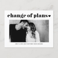 Retro Typography Change of Plans Photo Wedding