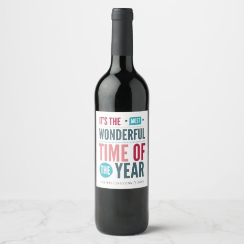 Retro Typography Christmas Quote Holiday Wine Label