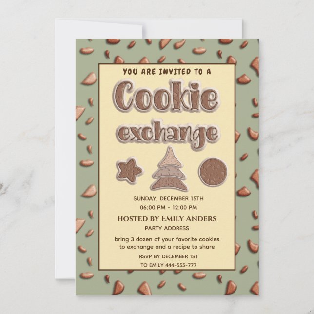Retro typography Cookie exchange party  Invitation (Front)