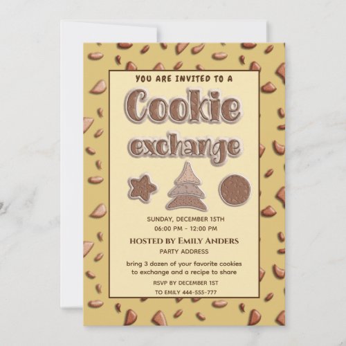 Retro typography Cookie exchange party  Invitation