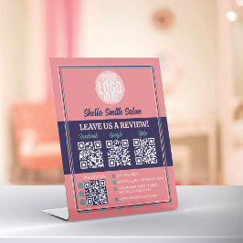 Retro Typography Cool Business Leave a Review Pedestal Sign
