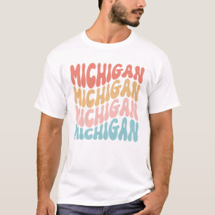 Retro Typography Cute Wavy Text Grovy Michigan T-Shirt