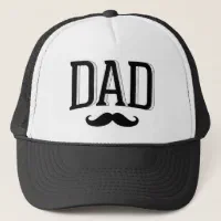 Retro Typography Dad Mustache Father's Day Trucker Hat, Adult Unisex, Size: Medium, White and Black