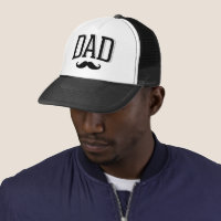 Retro Typography Dad Mustache Father's Day Trucker Hat, Adult Unisex, Size: Medium, White and Black