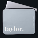 Retro Typography Dusty Blue Personalized Laptop Sleeve<br><div class="desc">Make your laptop stand out with this custom laptop case featuring bold retro typography. Personalize it with your name and a short phrase to create a design that is completely your own. Choose from a range of colors to suit your style or workspace. Great for school, work, or travel, this...</div>