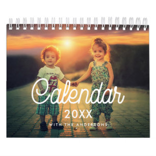 Retro typography family photo 2026 calendar