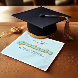 Retro Typography Graduation Party Custom Cocktail Napkins