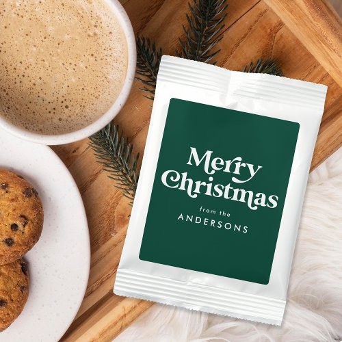 Retro Typography Green Merry Christmas Hot Chocolate Drink Mix