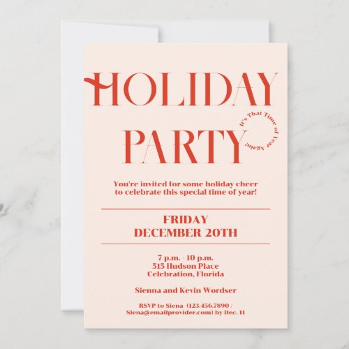 Retro typography holiday party Invitation