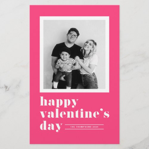 Retro Typography Hot Pink Valentines Day Card