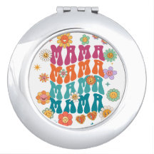 Retro typography Mama Mama Floral Smiley Face