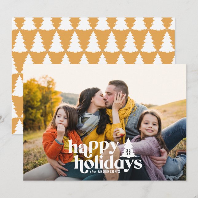 Retro typography modern 1 photo holiday Christmas (Front/Back)
