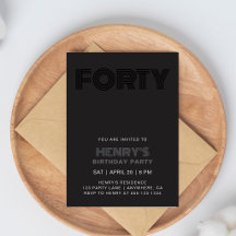 Retro Typography Modern Black 40th Birthday