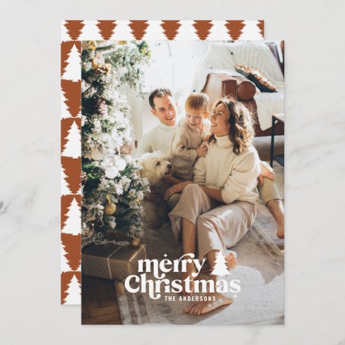 Retro typography modern full photo  holiday card