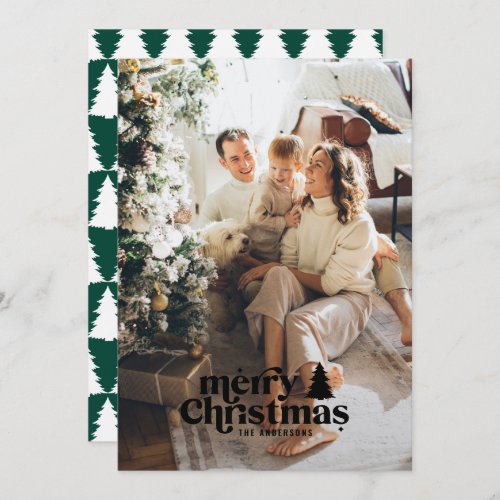 Retro typography modern full photo  holiday card