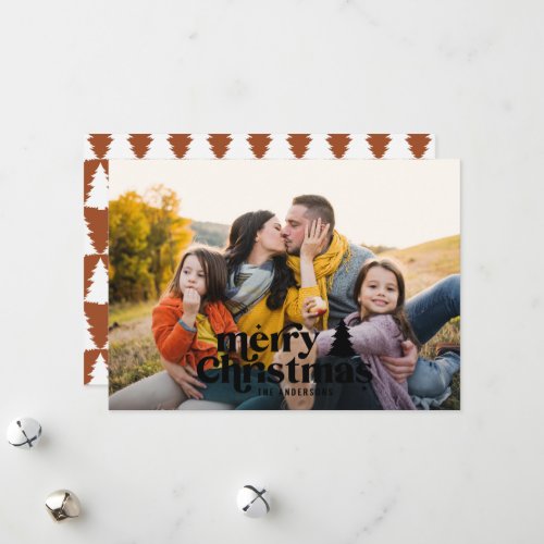 Retro typography modern full photo  holiday card