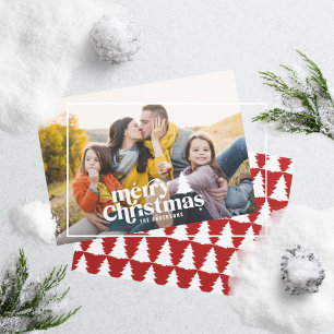 Retro typography modern full photo holiday card