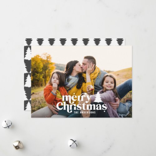 Retro typography modern full photo  holiday card