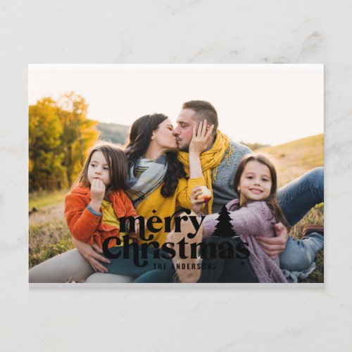 Retro typography modern full photo   holiday postcard